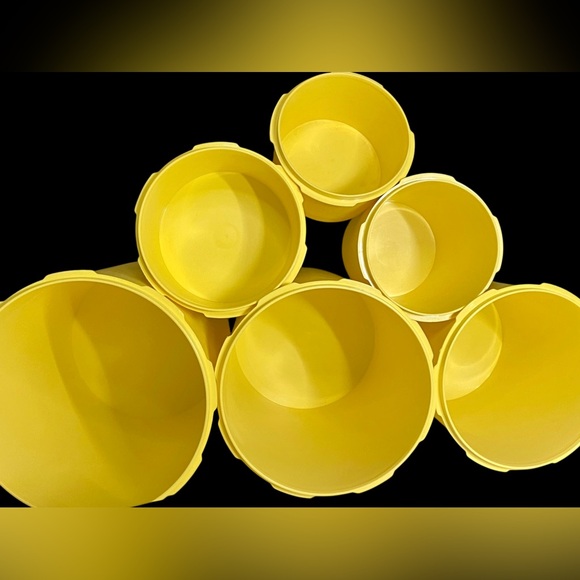 Tupperware Servalier Nesting Canister Set Of 6 W/ Lids Gold Harvest Yellow VNTG - Picture 3 of 7